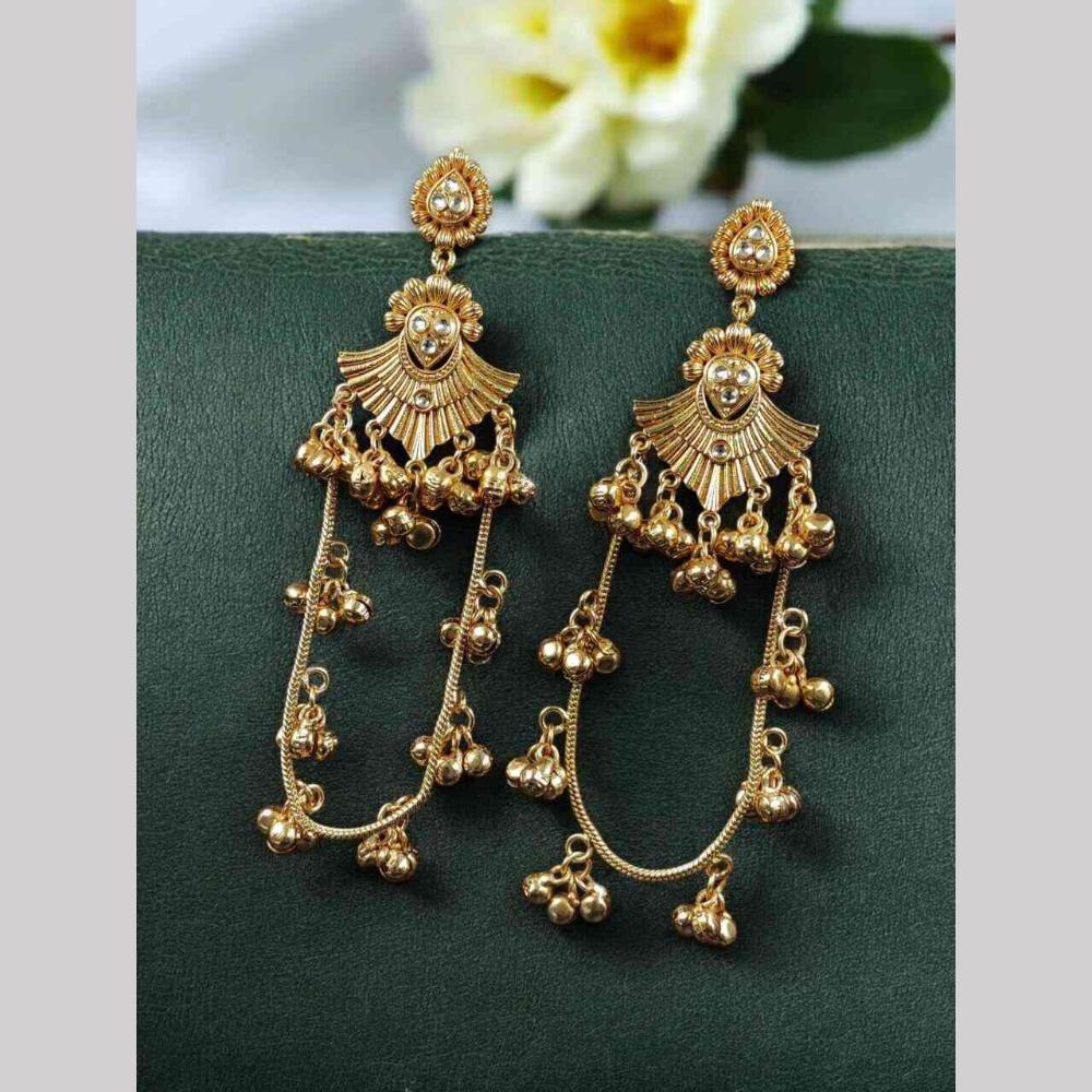 Maharani Jewels Inspired Gold Plated Pota Stone Dangler Earrings