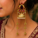 Maharani Jewels Inspired Gold Plated Kundan Stone Dangler Earrings