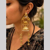 Maharani Jewels Inspired Gold Plated Kundan Stone Dangler Earrings