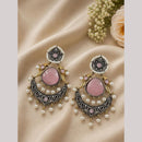 Maharani Jewels Graceful 2 Tone Plated Pota Stone Drop Earrings