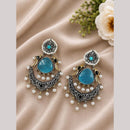Maharani Jewels Graceful 2 Tone Plated Pota Stone Drop Earrings