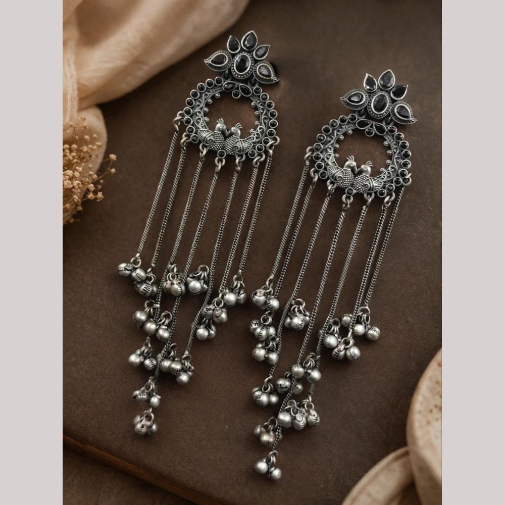 Maharani Jewels Inspired Oxidised Plated Pota And Ghungroo Khashmiri Dangler Earrings