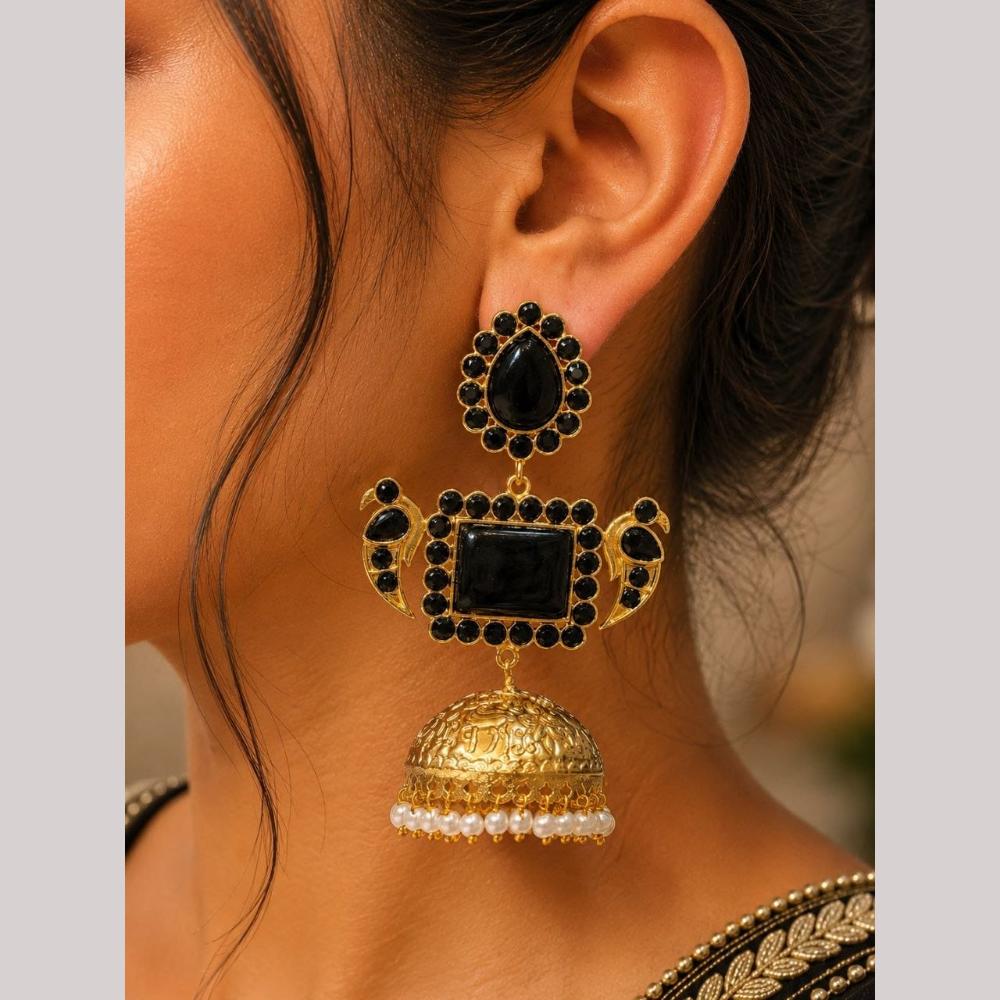 Maharani Jewels Classic Pota Stone Pearl Jhumki Earrings