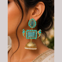 Maharani Jewels Classic Pota Stone Pearl Jhumki Earrings
