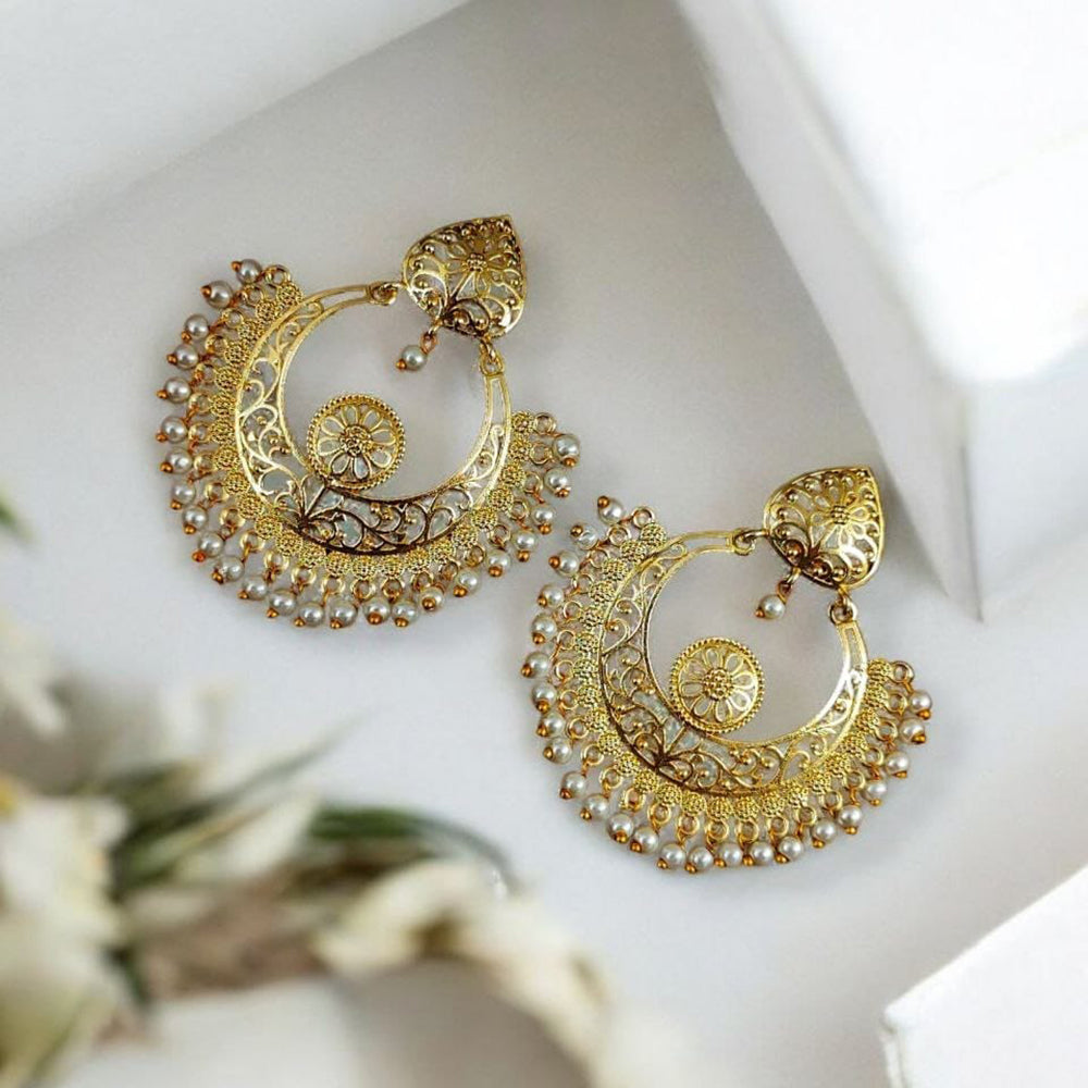 Maharani Jewels Elegant Gold Plated Pearl Dangler Earrings for Women