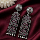 Maharani Jewels Inspired Oxidised Plated Pota Stone Dangler Earrings