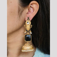 Maharani Jewels Inspired Gold Plated Pota Stone And Pearl Jhumki Earrings
