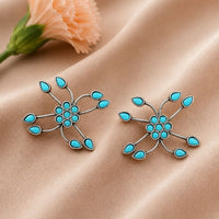 Maharani Jewels Heritage Oxidised Plated Pota Stone Stud Earrings