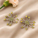 Maharani Jewels Heritage Oxidised Plated Pota Stone Stud Earrings