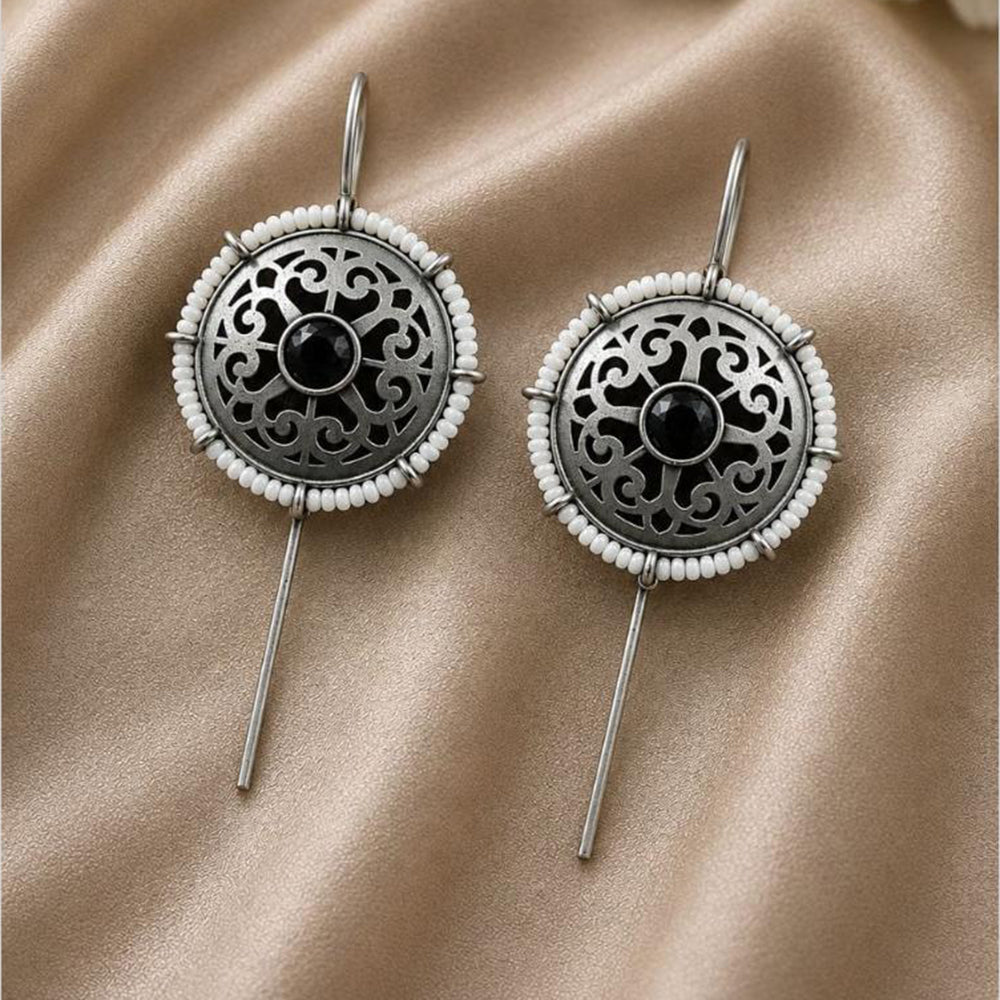 Maharani jewels Enthic Glow Oxidised Plated Pota Stone And Pearl Earcuff Earrings