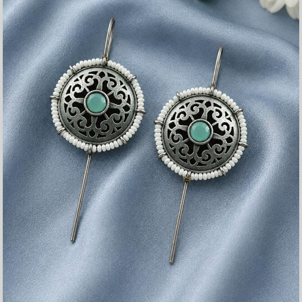Maharani jewels Enthic Glow Oxidised Plated Pota Stone And Pearl Earcuff Earrings