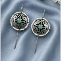 Maharani jewels Enthic Glow Oxidised Plated Pota Stone And Pearl Earcuff Earrings