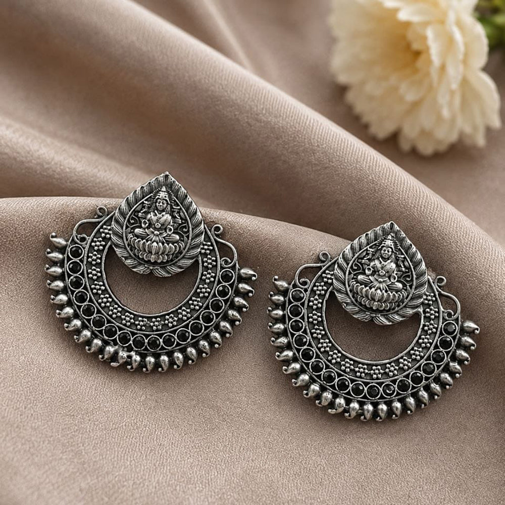 Maharani Jewels Temple Inspired Oxidised Plated Pota Stone Dangler Earrings