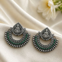 Maharani Jewels Temple Inspired Oxidised Plated Pota Stone Dangler Earrings