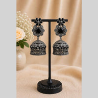 Maharani Jewels Inspired Oxidised Plated Pota Stone Jhumki Earrings