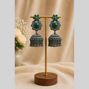 Maharani Jewels Inspired Oxidised Plated Pota Stone Jhumki Earrings