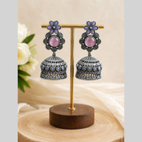 Maharani Jewels Inspired Oxidised Plated Pota Stone Jhumki Earrings