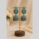 Maharani Jewels Inspired Oxidised Plated Pota Stone Jhumki Earrings