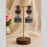 Maharani Jewels Inspired Oxidised Plated Pota Stone Jhumki Earrings