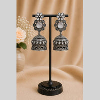 Maharani Jewels Inspired Oxidised Plated Pota Stone Jhumki Earrings