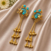 Maharani Jewels Regal Pota Stone And Pearl Ethnic Kashmiri Dangler Earrings