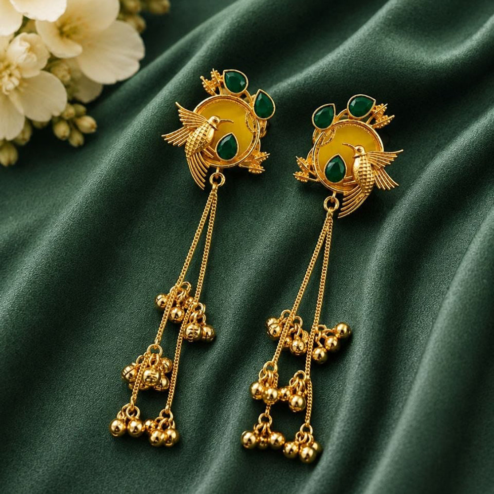 Maharani Jewels Regal Pota Stone And Pearl Ethnic Kashmiri Dangler Earrings