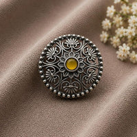 Maharani Jewels Oxidised Pota Stone Statement Ring