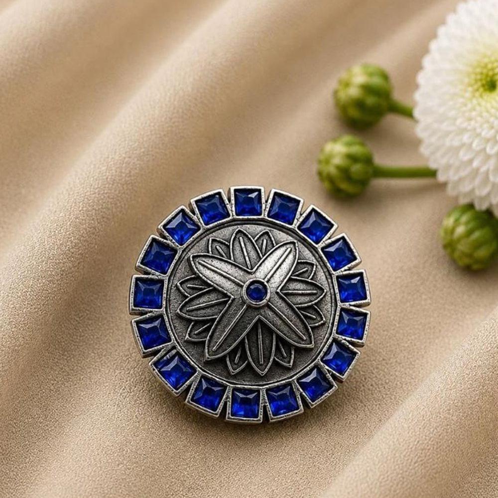 Maharani Jewels Oxidised Pota Stone Statement Ring