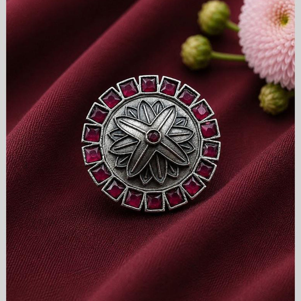 Maharani Jewels Oxidised Pota Stone Statement Ring