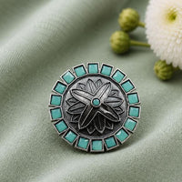 Maharani Jewels Oxidised Pota Stone Statement Ring