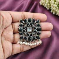 Maharani Jewels Oxidised Plated Designer Pota Stone Pearl Hair Accessory   