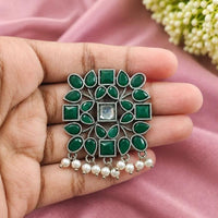 Maharani Jewels Oxidised Plated Designer Pota Stone Pearl Hair Accessory