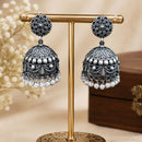 Maharani Jewels Inspired Oxidised Plated Pota Stone Jhumki Earrings