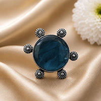 Maharani Jewels Oxidised Pota Stone Statement Ring