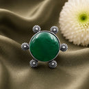Maharani Jewels Oxidised Pota Stone Statement Ring