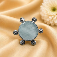 Maharani Jewels Oxidised Pota Stone Statement Ring