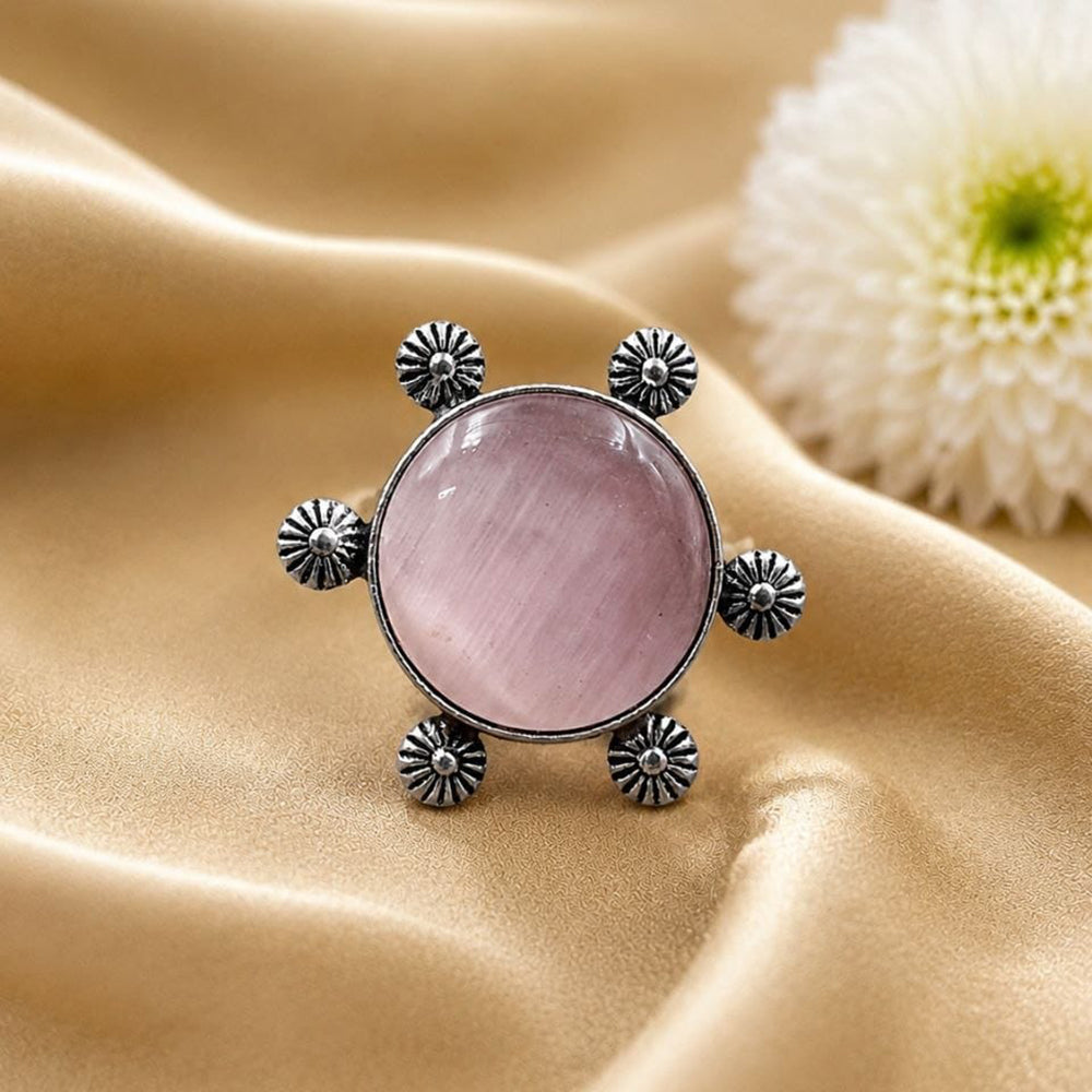 Maharani Jewels Oxidised Pota Stone Statement Ring
