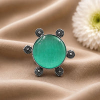 Maharani Jewels Oxidised Pota Stone Statement Ring