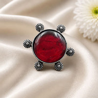 Maharani Jewels Oxidised Pota Stone Statement Ring