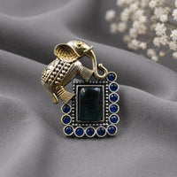 Maharani Jewels Stylish 2 Tone Plated Pota Stone Elephant Ring for Women