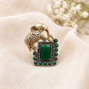 Maharani Jewels Stylish 2 Tone Plated Pota Stone Elephant Ring for Women