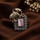Maharani Jewels Stylish 2 Tone Plated Pota Stone Elephant Ring for Women