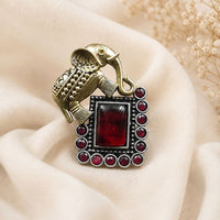 Maharani Jewels Stylish 2 Tone Plated Pota Stone Elephant Ring for Women