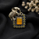 Maharani Jewels Stylish 2 Tone Plated Pota Stone Elephant Ring for Women