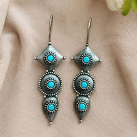Maharani Jewels Inspired Oxidised Plated Pota Stone Dangler Earrings
