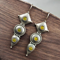 Maharani Jewels Inspired Oxidised Plated Pota Stone Dangler Earrings