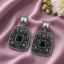 Maharani Jewels Inspired Oxidised Plated Pota Stone Dangler Earrings