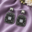 Maharani Jewels Inspired Oxidised Plated Pota Stone Dangler Earrings