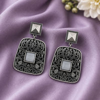 Maharani Jewels Inspired Oxidised Plated Pota Stone Dangler Earrings