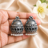 Maharani Jewels Inspired Oxidised Plated Pota Stone Dangler Earrings